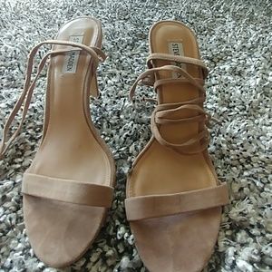Steve Madden Hazel strap suede ankle open toe heel